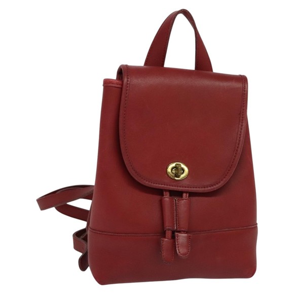 Coach Backpack Leather Red Auth am7554 - Picture 1 of 16